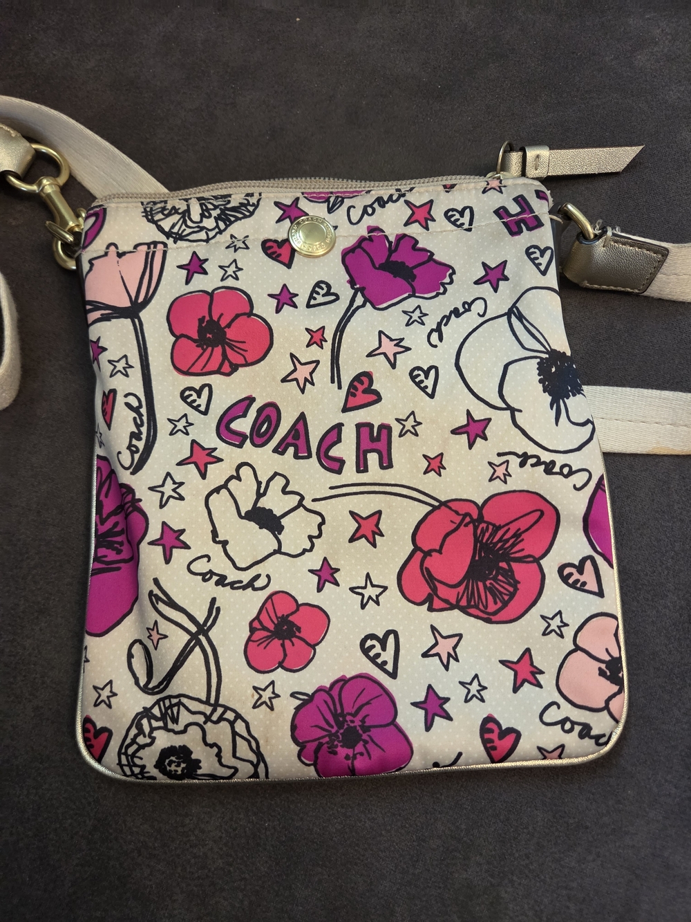 COACH Pink and Fuchsia Floral Signature Crossbody